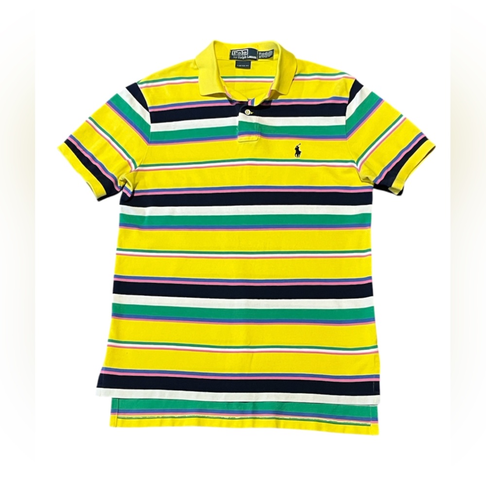 Polo Ralph Lauren Men’s Yellow Striped Short Sleeve Polo Shirt Size Medium